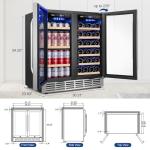 Velieta Wine and Beverage Refrigerator 30 Inch, Upgrade Dual Zone Wine Cooler, 30'' Wine beverage Fridge Built in or Freestanding Under Counter Large Capacity Glass Door Advanced Cooling System