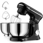 Tilt-Head Stand Mixer, 5QT+6QT Stainless Steel Two Bowls, 10 Speeds Kitchen Electric Food Mixer with Egg Whisk, Dough Hook, Beater, Dishwasher-Safe Attachment, Ideal Gift for Mom (Black)