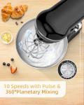 Tilt-Head Stand Mixer, 5QT+6QT Stainless Steel Two Bowls, 10 Speeds Kitchen Electric Food Mixer with Egg Whisk, Dough Hook, Beater, Dishwasher-Safe Attachment, Ideal Gift for Mom (Black)