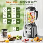 Blender, Blender for Smoothies with 68Oz. Pitcher and 20Oz. Grinder, 28000 RPM Countertop Blenders for Kitchen, Ice Crushing, Frozen Fruits, Timing Setting, Speed Adjustable