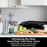 Ninja NeverClog Cold Press Juicer, Powerful Slow Juicer with Total Pulp Control, Countertop, Electric, 2 Pulp Functions, Dishwasher Safe, 2nd Generation, Steam Gray, JC151SL