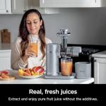 Ninja NeverClog Cold Press Juicer, Powerful Slow Juicer with Total Pulp Control, Countertop, Electric, 2 Pulp Functions, Dishwasher Safe, 2nd Generation, Steam Gray, JC151SL