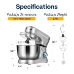 VIVOHOME 4.75 Quart Stand Mixer, 8 Speed Kitchen Electric Food Mixer, Household Stand Mixer for Baking, Cake, Bread with Beater, Dough Hook, Wire Whip and Egg Separator, Silver