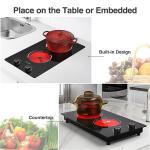 GIHETKUT Electric Cooktop,110V 2100W Electric Stove Top with Knob Control, 10 Power Levels, Kids Lock & Timer, Hot Surface Indicator, Overheat Protection,Built-in Radiant Double induction cooktop