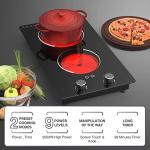 GIHETKUT Electric Cooktop,110V 2100W Electric Stove Top with Knob Control, 10 Power Levels, Kids Lock & Timer, Hot Surface Indicator, Overheat Protection,Built-in Radiant Double induction cooktop
