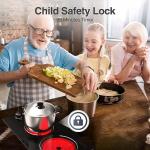 GIHETKUT Electric Cooktop,110V 2100W Electric Stove Top with Knob Control, 10 Power Levels, Kids Lock & Timer, Hot Surface Indicator, Overheat Protection,Built-in Radiant Double induction cooktop