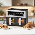 Cuisinart Dual Basket Air Fryer, Two Baskets 11 Qt in Total, 6 Functions: Air Fry, Roast, Bake, Broil, Dehydrate & Keep Warm, Features Sync Finish & Sync Settings, Toss Reminder & Auto-Pause, ADZ-112