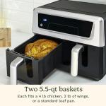 Cuisinart Dual Basket Air Fryer, Two Baskets 11 Qt in Total, 6 Functions: Air Fry, Roast, Bake, Broil, Dehydrate & Keep Warm, Features Sync Finish & Sync Settings, Toss Reminder & Auto-Pause, ADZ-112