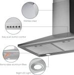 SOONYE 450 CFM 30 inch Range Hood, Stainless Steel Wall Mount Vent Hood, Convertible to Ductless/Ducted with LED Lights, 3 Speed Exhaust Fan