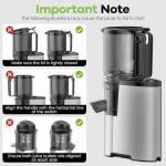 EanOruus Cold Press Juicer, 5.8" Wide Feed Chute Juice Extractor Machine with 400W, High Juice Yield, Slow Masticating Juicer for Whole Vegetables & Fruits, Metallic Silver