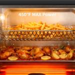 Electactic 25QT Air Fryer Toaster Oven Combo, 12-in-1 Large Convection Airfryer Oven with 70–450℉ Temperature Control & 60-Minute Timer, Bake, Roast & Broil, Fits 12″ Pizza, Stainless Steel (Black)