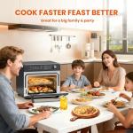 Electactic 25QT Air Fryer Toaster Oven Combo, 12-in-1 Large Convection Airfryer Oven with 70–450℉ Temperature Control & 60-Minute Timer, Bake, Roast & Broil, Fits 12″ Pizza, Stainless Steel (Black)