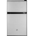 GE Mini Fridge With Freezer | 3.1 Cubic Ft. | Double-Door Design With Glass Shelves, Crisper Drawer & Spacious Freezer | Small Refrigerator Perfect for the Garage, Dorm Room, or Bedroom | Clean Steel