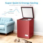 Antarctic Star Chest Freezer 3.2 Cubic Feet 14℉ to -40℉ Low Temperature Freezer with Removable Basket, Free Standing Top open Door Deep Freezer, Adjustable Temperature for Home, Basement, Kitchen, Red