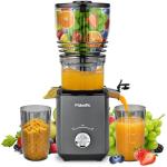 Pukomc Cold Press Juicer, 5.8-inch wide feed chute for whole fruits and vegetables - 1.8L Capacity 300W Cold Press Juicer with slow grinding juicing, includes cleaning brush and juicing cup, grey
