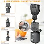 Pukomc Cold Press Juicer, 5.8-inch wide feed chute for whole fruits and vegetables - 1.8L Capacity 300W Cold Press Juicer with slow grinding juicing, includes cleaning brush and juicing cup, grey