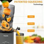 Pukomc Cold Press Juicer, 5.8-inch wide feed chute for whole fruits and vegetables - 1.8L Capacity 300W Cold Press Juicer with slow grinding juicing, includes cleaning brush and juicing cup, grey