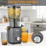 Pukomc Cold Press Juicer, 5.8-inch wide feed chute for whole fruits and vegetables - 1.8L Capacity 300W Cold Press Juicer with slow grinding juicing, includes cleaning brush and juicing cup, grey