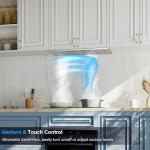 IKTCH 30 inch Insert Range Hood, 390 CFM Low Noise Kitchen Vent Hood, Ducted/Ductless Convertible Duct, Stainless Steel vent hood with 4 Speed Gesture Sensing&Touch Control Panel