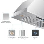 IKTCH 30 inch Insert Range Hood, 390 CFM Low Noise Kitchen Vent Hood, Ducted/Ductless Convertible Duct, Stainless Steel vent hood with 4 Speed Gesture Sensing&Touch Control Panel