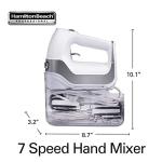 Hamilton Beach Professional 7-Speed Digital Electric Hand Mixer with High-Performance DC Motor, Slow Start, Snap-On Storage Case, SoftScrape Beaters, Whisk, Dough Hooks, White (62656)
