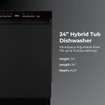 Kenmore 24" Premium Hybrid Tub Dishwasher - UltraWash, MoreSpace Adjustable Rack, High Temp & SmartWash - 12 Place Settings - 54 DBA - ENERGY STAR Certified - Black