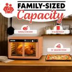 Gourmia French Door Air Fryer Oven - 37 Qt Large Capacity Convection Toaster Oven, FryForce 360°, Digital Display, 12 Cooking Presets, Dehydrate, Fits 13” Pizza, Dishwasher-Safe, Peach