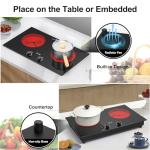 VBGK Electric Cooktop,2400W Electric Stove Top,Countertop and Built-in Hot Plate with Child Safety Lock, Timer, LED touch Knob Control,Overheat Protection,110V 2 Burner Induction Cooktop