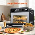 Electactic 18QT Air Fryer Toaster Oven Combo, 12-in-1 Large Convection Airfryer Oven with 70–450℉ Temperature Control & 60-Minute Timer, Bake, Roast & Broil, Fits 8-10″ Pizza, Stainless Steel (Black)