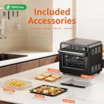 Electactic 18QT Air Fryer Toaster Oven Combo, 12-in-1 Large Convection Airfryer Oven with 70–450℉ Temperature Control & 60-Minute Timer, Bake, Roast & Broil, Fits 8-10″ Pizza, Stainless Steel (Black)