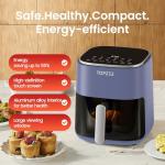 TOPZEE Air Fryer 12-in-1, 5.5-QT Compact Large Air Fryer with 360° Hot Air Circulation, 100–400°F Precise Heat, Visible Window, 95% Less Oil, Bake, Reheat, Broil, Proof, Dark Gray