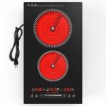 ZCCQ Electric Cooktop 110V,2400W 2 Burner Electric Cooktop,Countertop and Built-in Stove top with11 Power Levels,Child Safety Lock, Timer, LED touch control,Overheat Protection