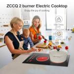 ZCCQ Electric Cooktop 110V,2400W 2 Burner Electric Cooktop,Countertop and Built-in Stove top with11 Power Levels,Child Safety Lock, Timer, LED touch control,Overheat Protection