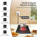 ZCCQ Electric Cooktop 110V,2400W 2 Burner Electric Cooktop,Countertop and Built-in Stove top with11 Power Levels,Child Safety Lock, Timer, LED touch control,Overheat Protection