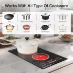 ZCCQ Electric Cooktop 110V,2400W 2 Burner Electric Cooktop,Countertop and Built-in Stove top with11 Power Levels,Child Safety Lock, Timer, LED touch control,Overheat Protection