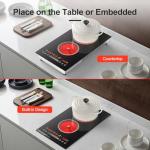 ZCCQ Electric Cooktop 110V,2400W 2 Burner Electric Cooktop,Countertop and Built-in Stove top with11 Power Levels,Child Safety Lock, Timer, LED touch control,Overheat Protection