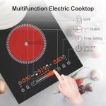 ZCCQ Electric Cooktop 110V,2400W 2 Burner Electric Cooktop,Countertop and Built-in Stove top with11 Power Levels,Child Safety Lock, Timer, LED touch control,Overheat Protection