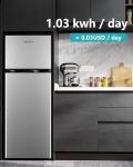 EUHOMY 7.4 Cu.Ft. Refrigerator with Freezer, 2 Door Fridge, Large Capacity,Adjustable Thermostat, Refrigerator for Kitchen/Dorm/Apartment/Garage - Food Storage or Cooling drinks, Silver