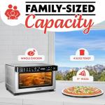 Gourmia Toaster Oven Digital Air Fryer - Convection Mode with 4 Slice Capacity, 3 Rack Positions, 12 Presets, Toast, Bagel, Bake, Roast, Broil, Dehydrate, Popcorn, Fits 9" Pizza, Stainless Steel