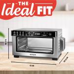 Gourmia Toaster Oven Digital Air Fryer - Convection Mode with 4 Slice Capacity, 3 Rack Positions, 12 Presets, Toast, Bagel, Bake, Roast, Broil, Dehydrate, Popcorn, Fits 9" Pizza, Stainless Steel