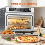 Electactic 25QT Air Fryer Toaster Oven Combo, 12-in-1 Large Convection Airfryer Oven with 70–450℉ Temperature Control & 60-Minute Timer, Bake, Roast & Broil, Fits 12″ Pizza, Stainless Steel (Silver)