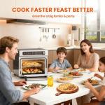 Electactic 25QT Air Fryer Toaster Oven Combo, 12-in-1 Large Convection Airfryer Oven with 70–450℉ Temperature Control & 60-Minute Timer, Bake, Roast & Broil, Fits 12″ Pizza, Stainless Steel (Silver)