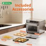 Electactic 25QT Air Fryer Toaster Oven Combo, 12-in-1 Large Convection Airfryer Oven with 70–450℉ Temperature Control & 60-Minute Timer, Bake, Roast & Broil, Fits 12″ Pizza, Stainless Steel (Silver)