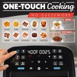 Gourmia Air Fryer 7 QT - Easy View Panoramic Window & Interior Light, Guided Cooking with 12 One-Touch Presets, FryForce 360, Dishwasher Safe Accessories, Black