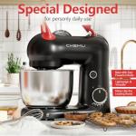 CKEMU Stand Mixer, Compact & Space-Saving, Stainless Steel Bowl, Unique & Playful Design, Effcient 300W Motor, Dishwasher-Safe Attachments, SM-2549A (Black)