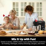 CKEMU Stand Mixer, Compact & Space-Saving, Stainless Steel Bowl, Unique & Playful Design, Effcient 300W Motor, Dishwasher-Safe Attachments, SM-2549A (Black)