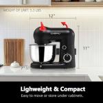 CKEMU Stand Mixer, Compact & Space-Saving, Stainless Steel Bowl, Unique & Playful Design, Effcient 300W Motor, Dishwasher-Safe Attachments, SM-2549A (Black)
