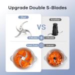 GANIZA Food Processors, Electric Food Chopper with Meat Grinder & Vegetable Chopper - 2 Bowls (8 Cup+8 Cup) with Powerful 450W Copper Motor - Includes 2 Sets of Bi-Level Blades (Red)