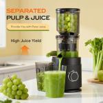 Juicer Machines, 150 Watts Cold Press Juicer with Wide Chute, Slow Masticating Juicers, High Juice Yield for Leafy Greens, Fruits & Vegetables, Easy to Clean