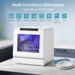 EUHOMY Countertop Dishwasher Portable with 8 Programs, 5L Built-in Water Tank, 167℉ High-Temp, No Hookup Needed, Portable Dishwasher with Slef-Clean/Baby Care/Air Dry/Quick/ECO/Fruit/Normal Mode
